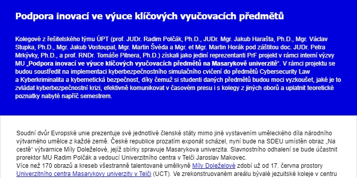 Foto: Newsletter PrF MU 6/2023